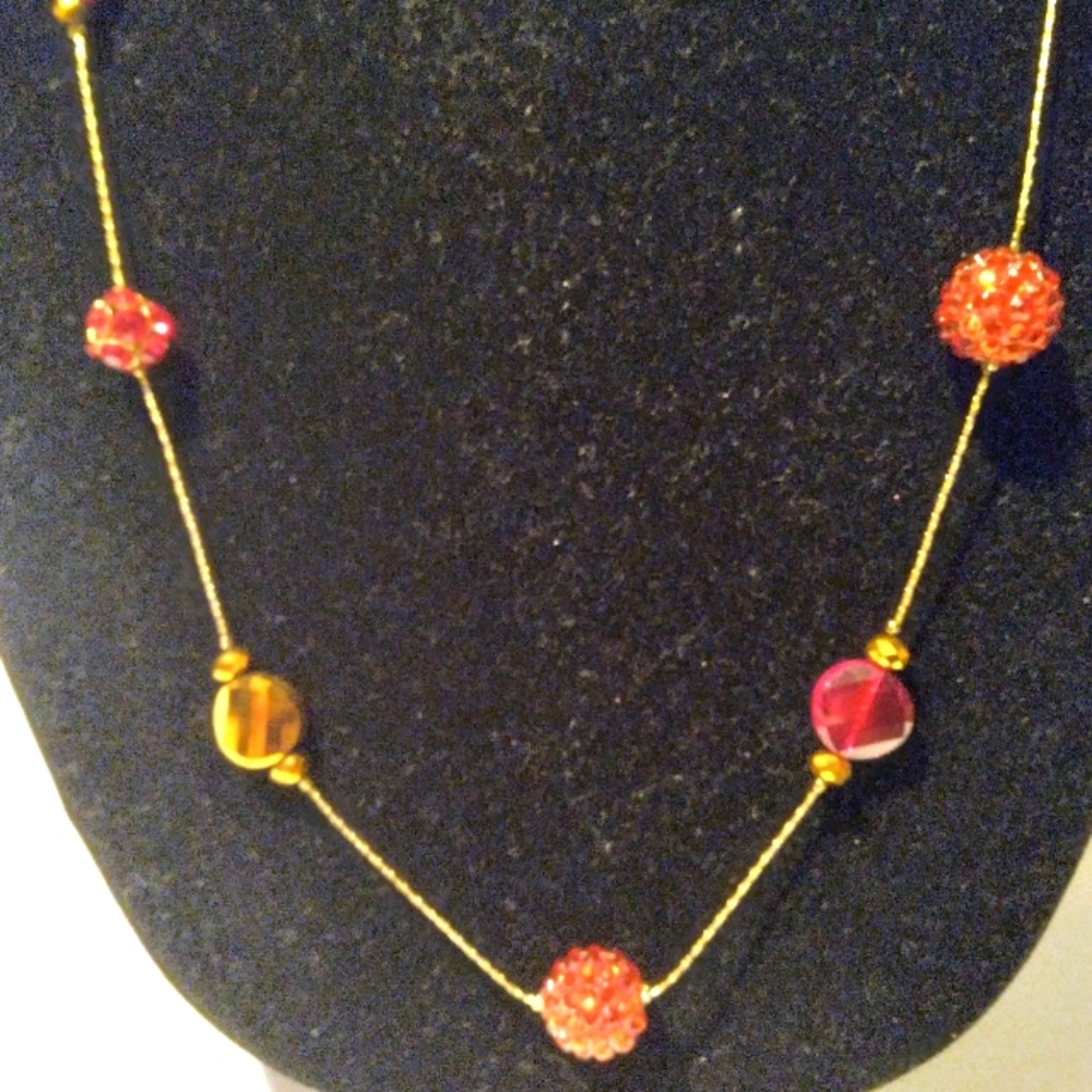 Long Floral Intricate Beading Golden Chain Necklace - Picture 5 of 11